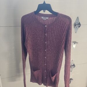 Re/Done Chevron Ribbed Knit Cardigan Size L